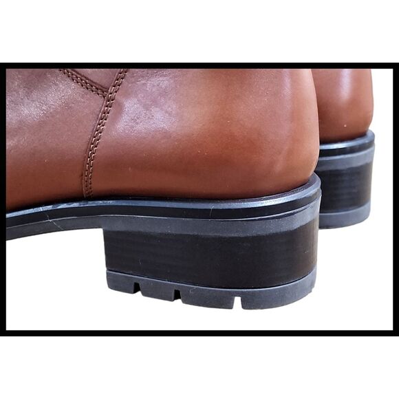 NEW LAMICA Leather Mid Calf Boots Sherpa Lined Zipper Lug Sole Orange Brown 39 - Picture 4 of 13